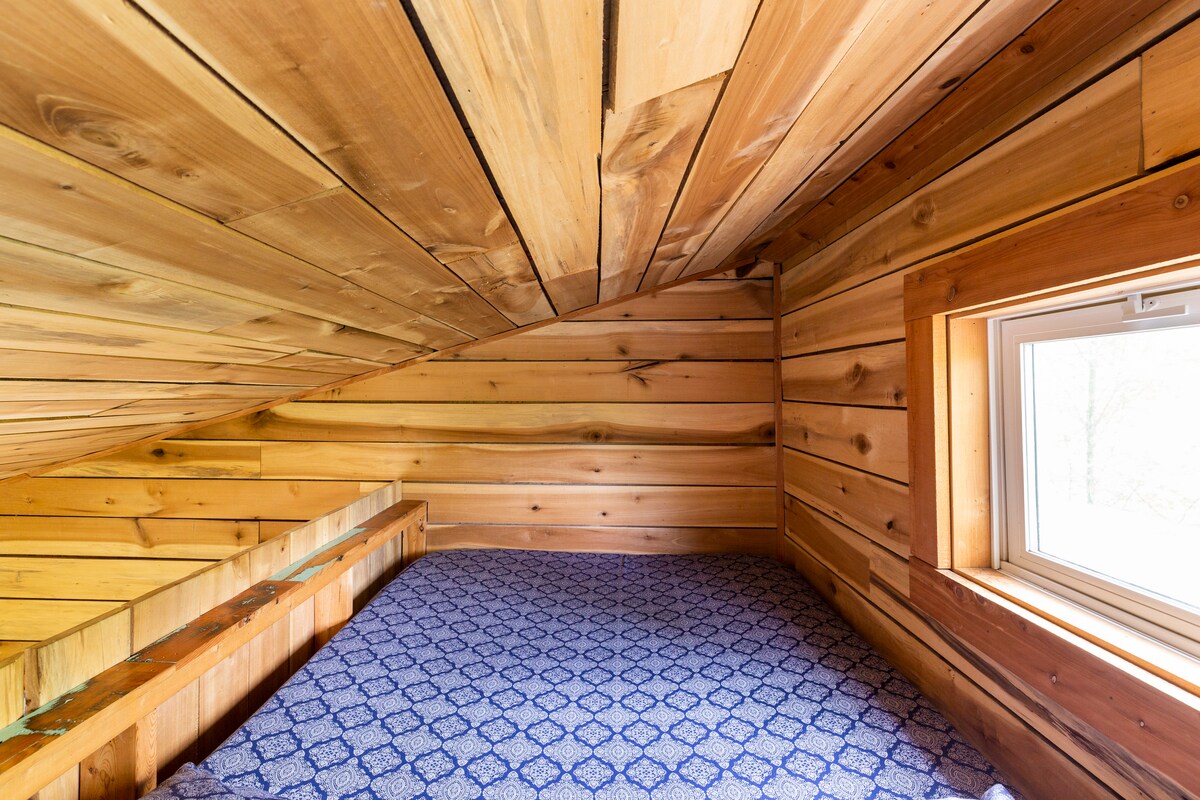 Full-sized floor mattress in the loft.