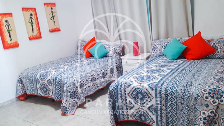 2e chambre, 2 lits queen