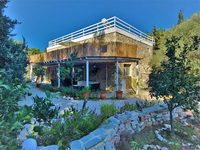 Eco-friendly secluded stone villa in an oasis