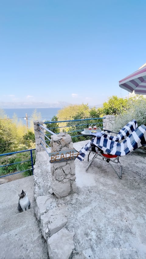 Blue villa by the sea