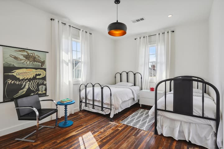 Third bedroom with full bed and twin bed. 
