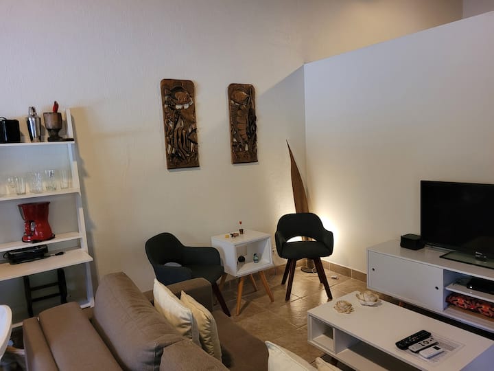 Living room, TV and sofa bed