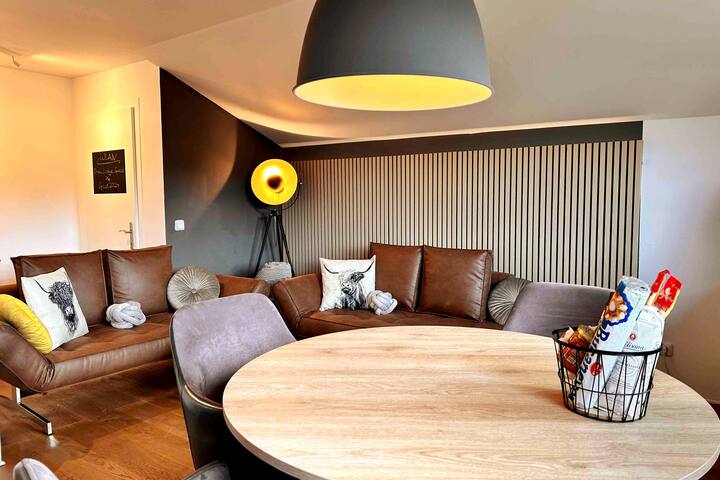 The dining table can accommodate 4 people.