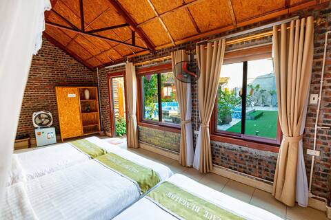 Tam Coc/Triple room with breakfast/pool/garden