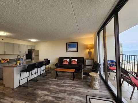 Partial ocean view suite with free parking.