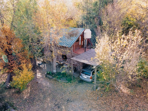 Dream stone cabin at the foot of the mountains