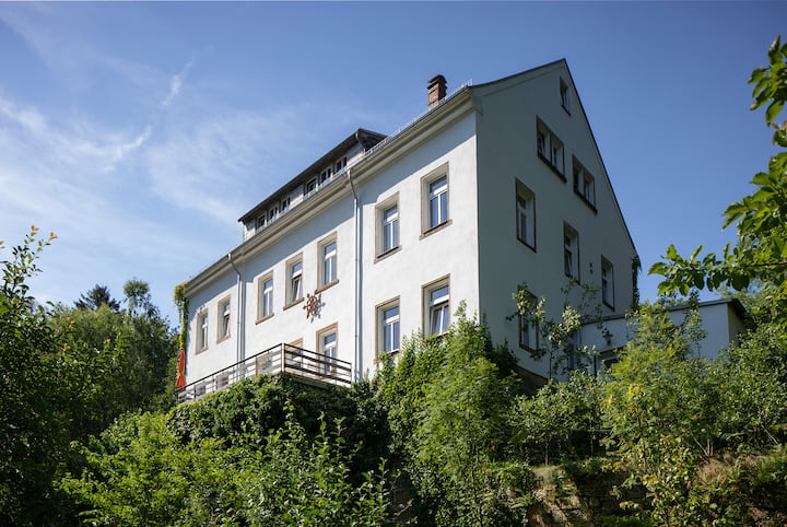 Schöna Castle on the Malerweg in the Elbe Sandstone Mountains