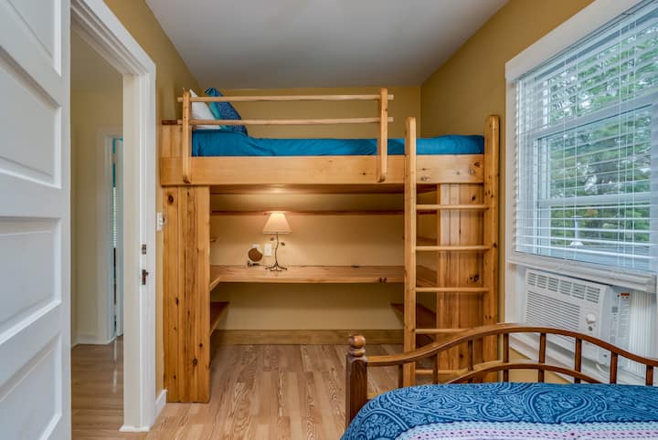 Twin Bedroom--one is a bunk with a desk underneath