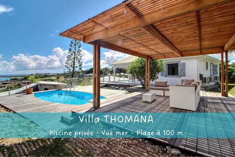 Villa THOMANA, pool, sea view and beach view 100 m away