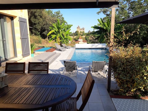 Le Logis de Séchebelle, Jacuzzi and Pool 8pers