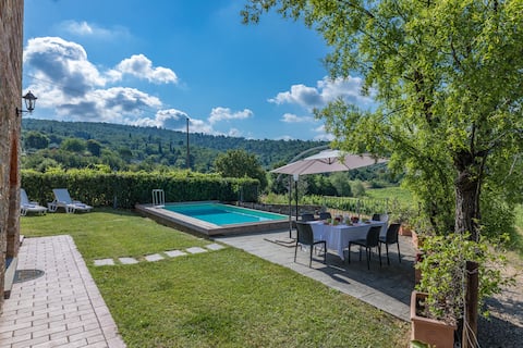 Relax among Tuscan vineyards with private pool
