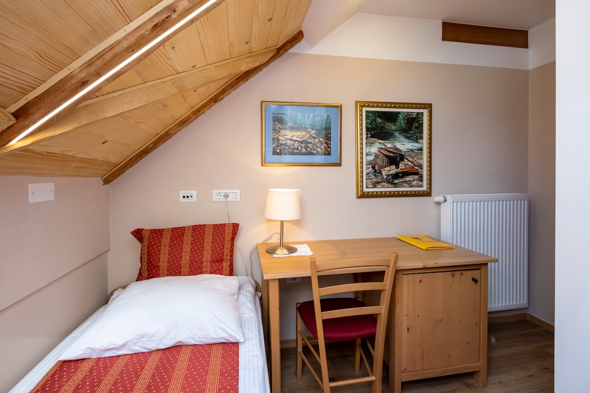 This single room features a seating area, bed size 80x190 and private entrance. This room is without balcony