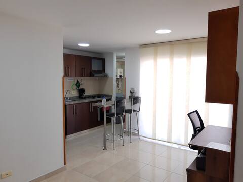 Furnished apartment, room with air conditioning.