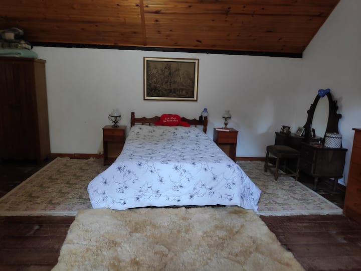 Grande chambre avec un lit double