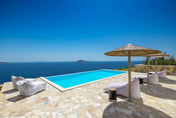 Slow Luxury Patmos Hideaway with panorama and pool