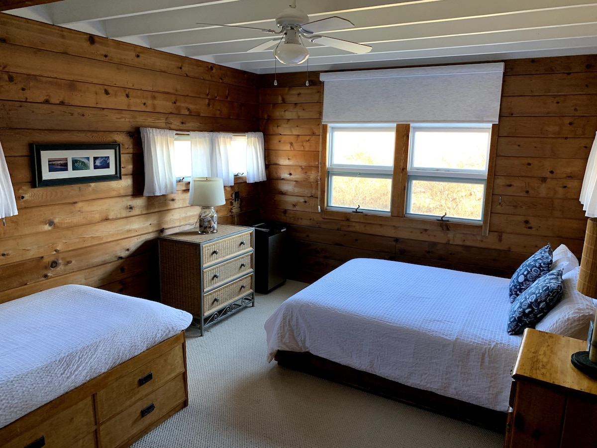 配备标准双人床和单人床的卧室 