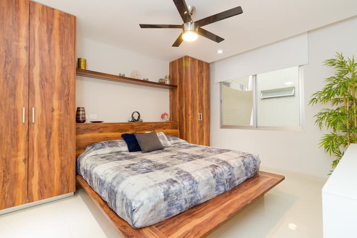 Revel in our King sized Beds that we prepare for you with fresh and comfortable cotton linen. Being surrounded by the vivid green of the palm tress from the outside and our bamboo plant in the inside will help you feel calm and carefree.