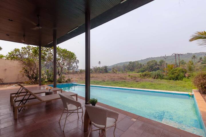 3BHK Bella Aquila Pvt Pool & Paddy view