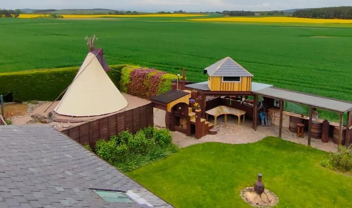 The Tipi with hot tub available