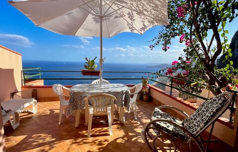 The terrace overlooking the sea of Taormina