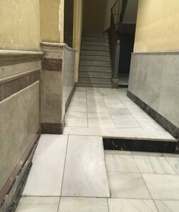Well-lit path to entrance