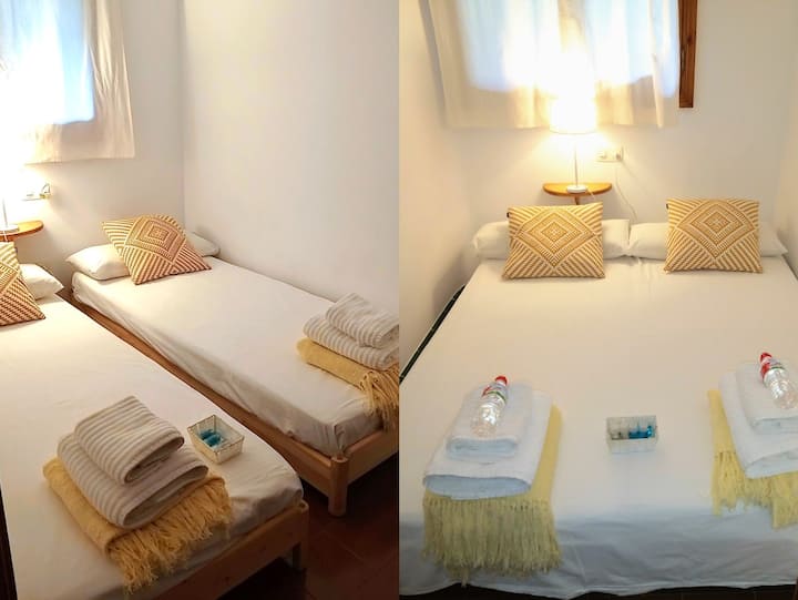 الغرفة رقم 4 مع غرفة مساعدة فردية، مناسبة للأطفال، كغرفة مزدوجة. خياران محتملان: سريران مفردان أو سرير مزدوج واحد.