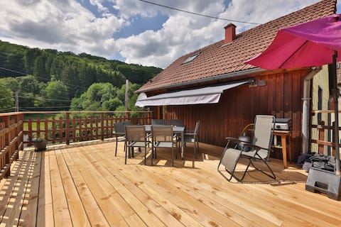Cozy chalet Tanet 3 bedr spa sauna terrace view
