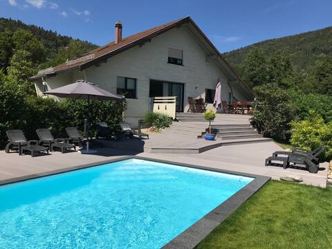 Luxury chalet with swimming pool, spa and sauna.