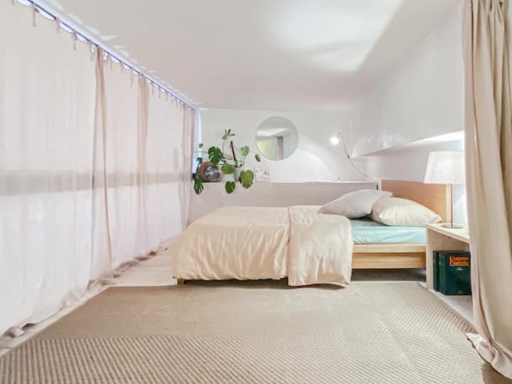 Double bed on the mezzanine