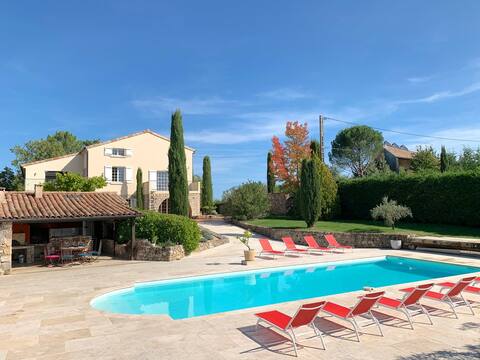 Large pool villa and panoramic view Ardèche