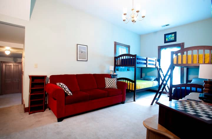Floor 2 - Tourmaline Suite - Front entrance room (2 sets of twin bunks plus queen sleeper sofa)