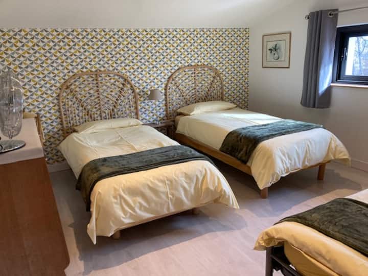 Chambre triple, 3 lits simples