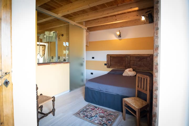 bedroom bed and bathroom on the floor