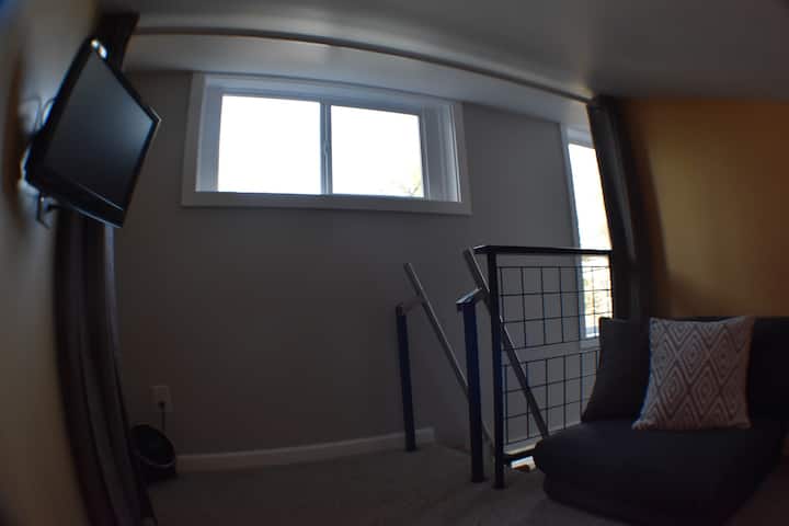 The 2nd loft has a nice open area & its own 19" TV which gets antenna channels, so kids can hang out & play games in their loft while adults relax downstairs if desired, or at least watch different programs on the two different tv's.