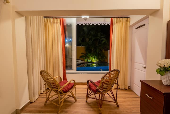 View of the pool rom the bedroom
