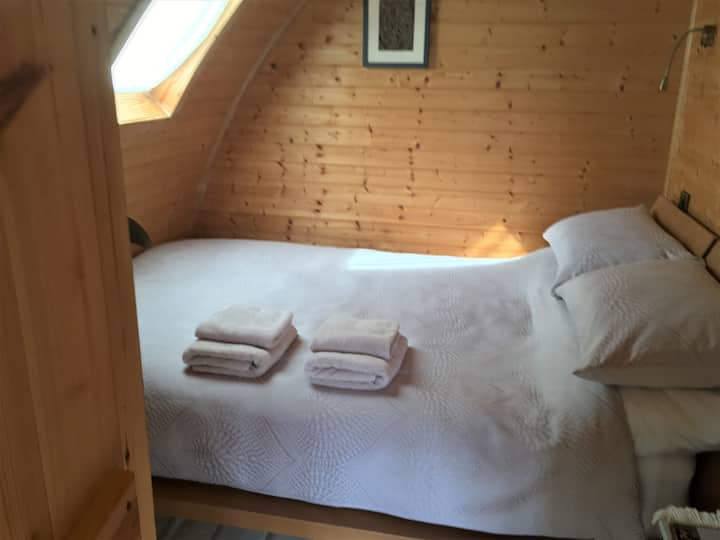 Comfortable double bed with deep mattress