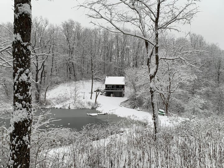 Secluded Luxury Cabin on a Fishing Pond Farm stays for Rent in