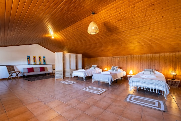 3rd floor - attic.
Living area + sleeping area with 3 single beds

3th floor - roof
living room + 3 single beds