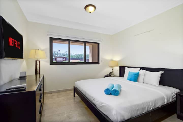 Serene Retreat: Experience tranquility in our cozy rooms, designed for ultimate comfort. Unwind in a serene retreat where every detail is crafted to ensure a peaceful and rejuvenating stay.Rest in our chic master bedroom.