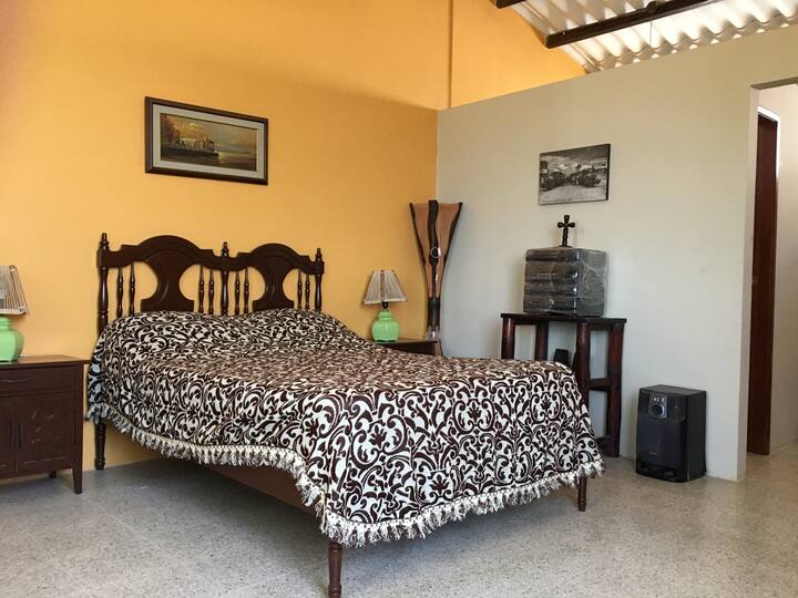 Master bedroom con A/C, walk in closet, and independent bath room