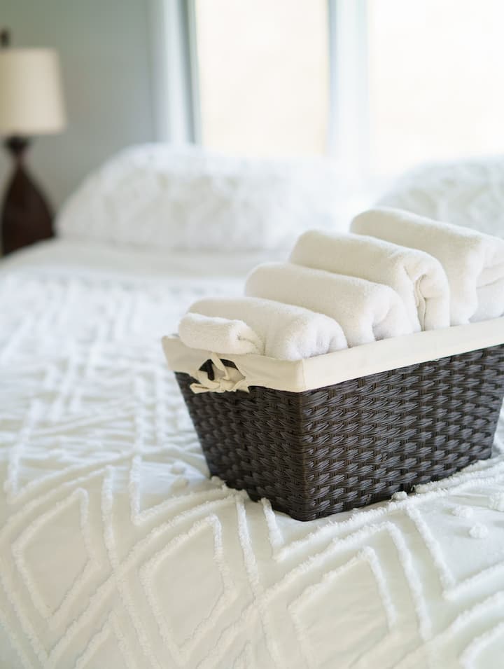 Luxurious clean and fresh towels are ready for your arrival.