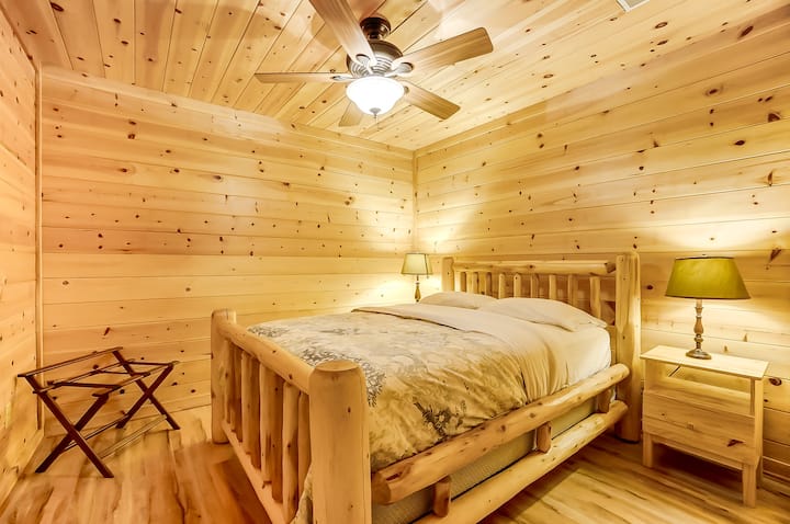 The basement bedroom #3 features a queen bed with access to a full bathroom on the same floor.