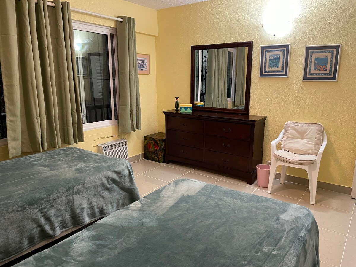 חדר שינה שני מרווח עם מזגן.