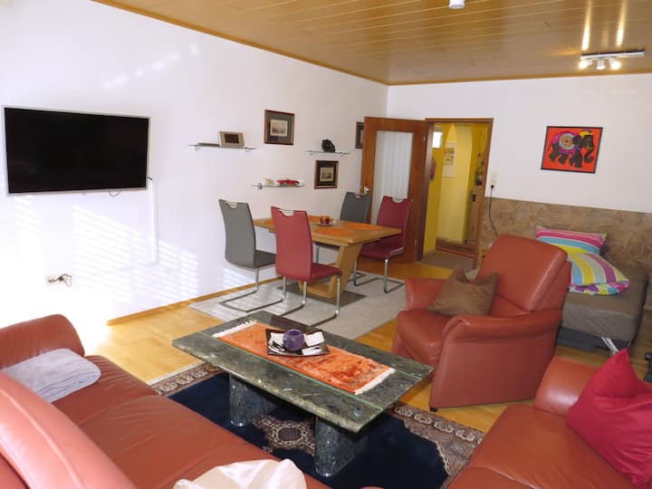 סלון עם פינת אוכל וספה נפתחת,
טלוויזיה עם אינטרנט.