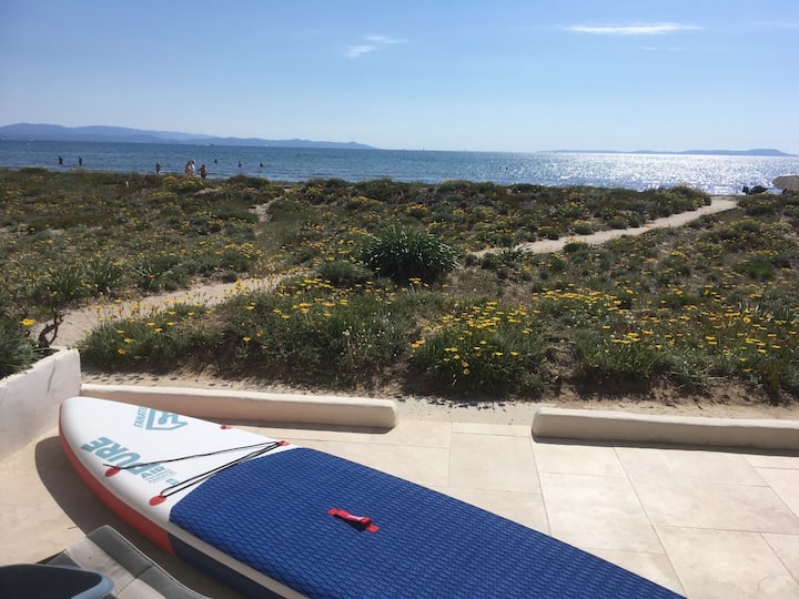 Plage de la Bergerie, feet in the water!