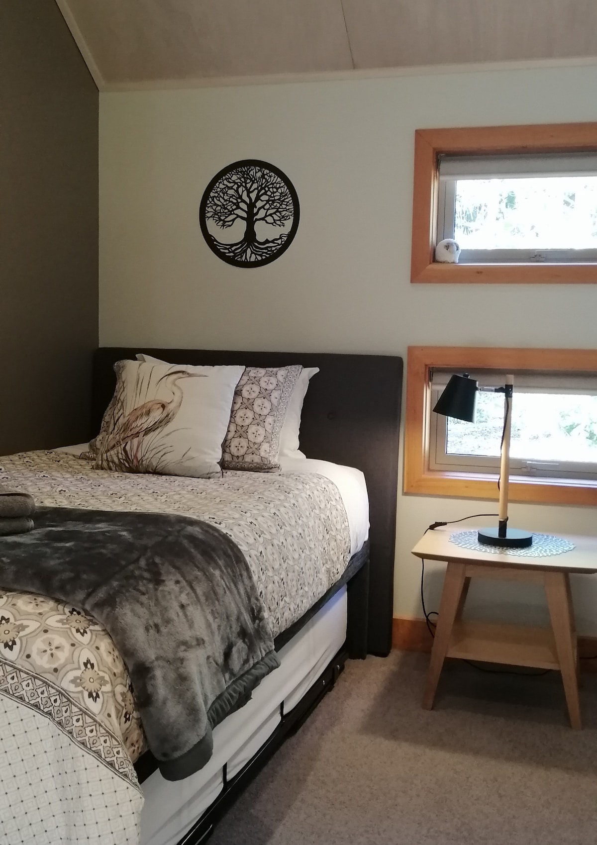 The second bedroom houses a king single trundler bed that can be extended to a double bed or an extra single matrass can be pulled out and made up as an extra bed.