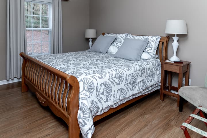 Bedroom is just off the "living room". 