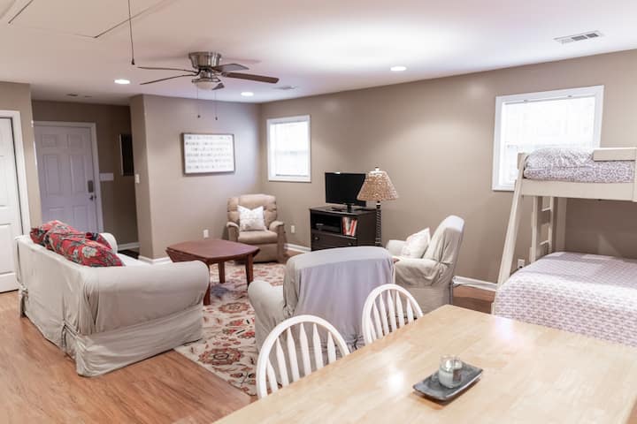 From the kitchen, you enter into the main living space.  