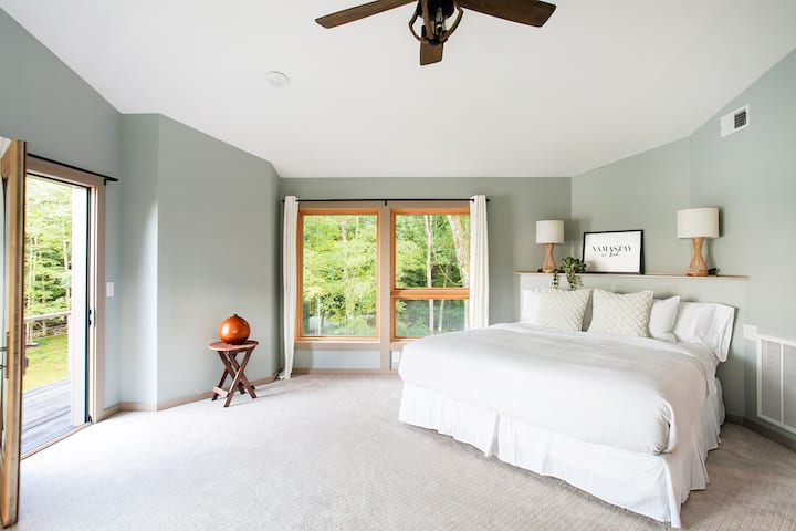 Second floor master bedroom with private deck
