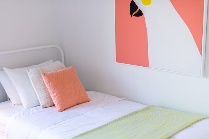 Even the kids room is large enough and comfortable enough for adults with king single beds and beautiful styling